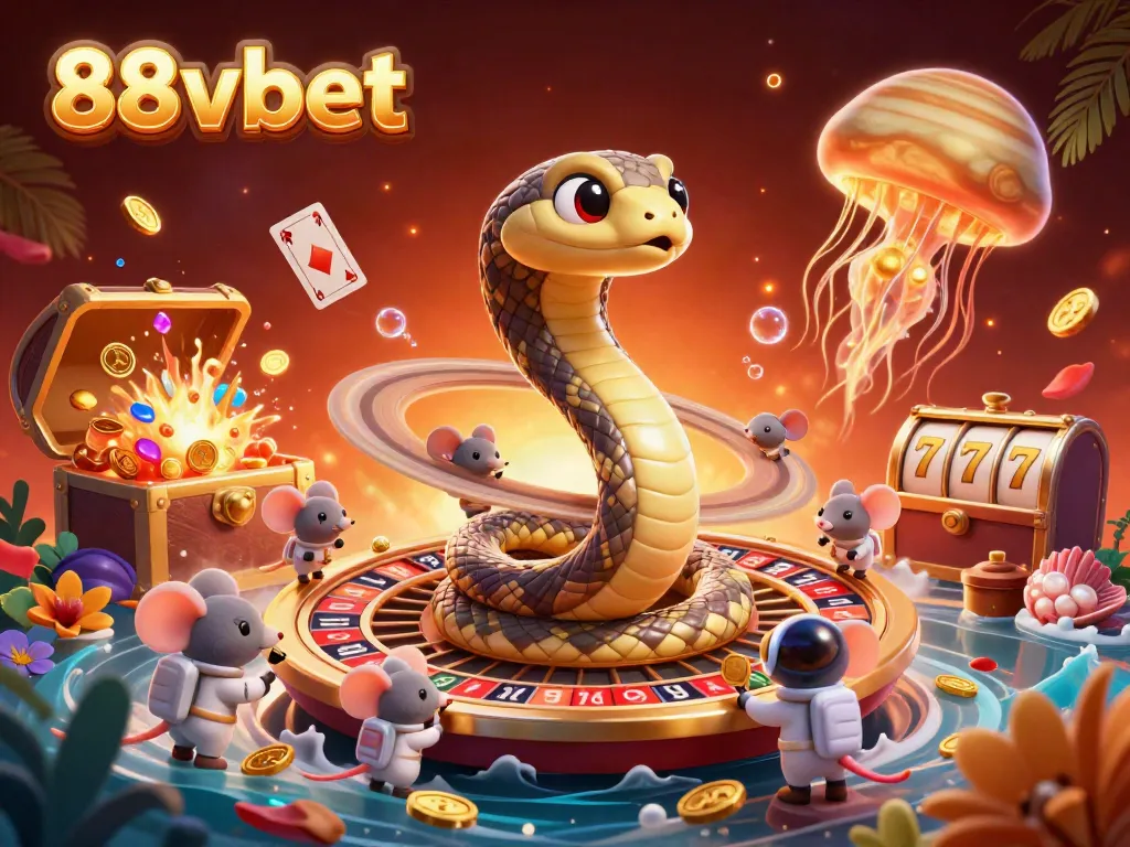 Bet on roulette with 88vbet's thrilling cosmic twist featuring snake, mice, and jellyfish.