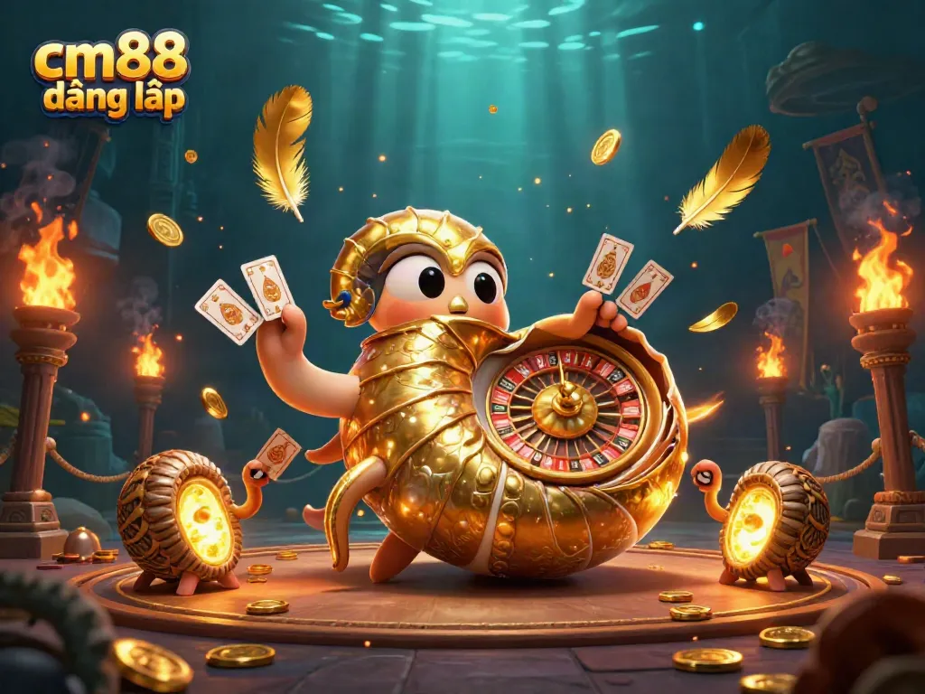 Engage with cm88 đăng nhập as you dive into an immersive casino experience featuring a giant nautilus and glowing ammonites.