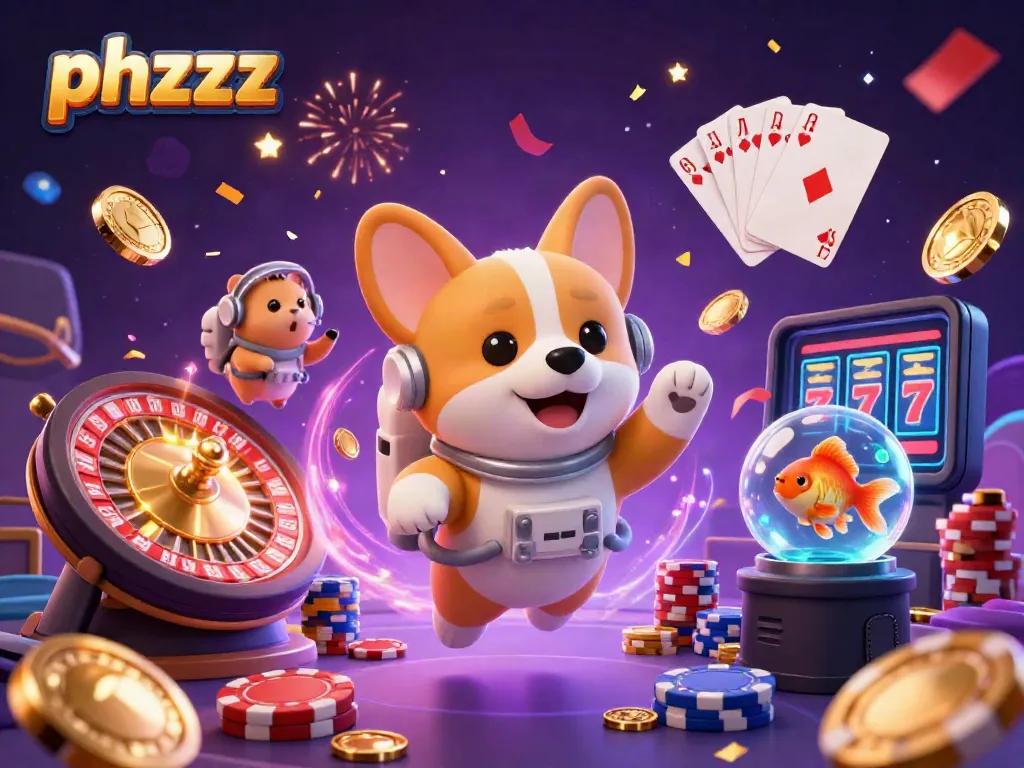 Experience the thrill of phzzz casino with cartoon characters in a dynamic, space-themed gaming scene.