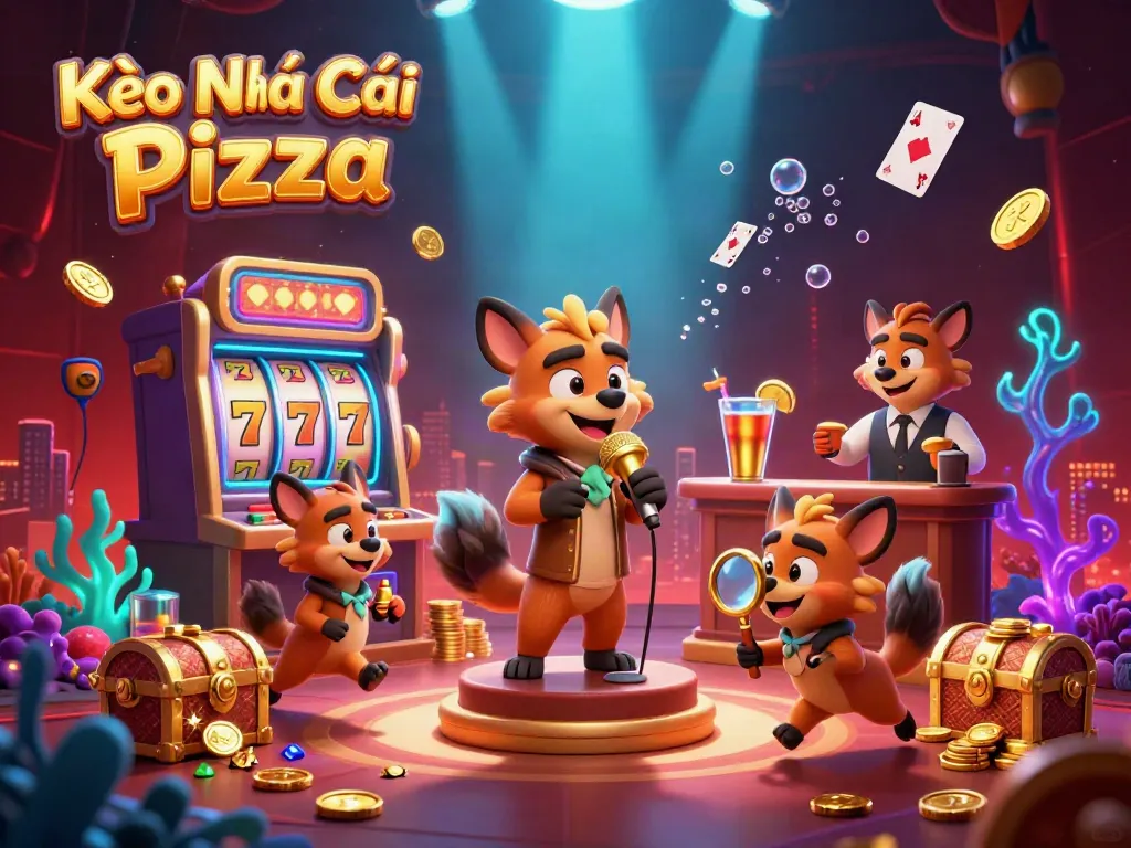 Experience winning fun at Kèo Nhà Cái Pizza with vibrant hyena characters and dynamic casino games.