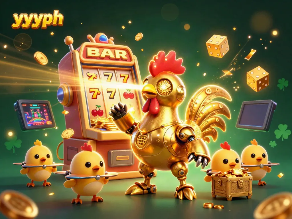 Experience the thrill of winning at yyyph with a vibrant, 3D casino illustration featuring unique game elements.