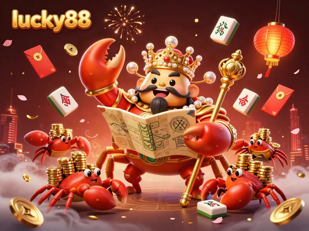 Experience winning moments with lucky88 in a vibrant online casino illustration filled with gold and excitement.