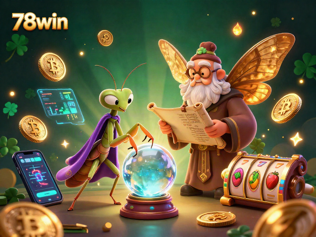 Engage with 78win's mystical casino realm through vibrant illustrations showcasing slot adventures.