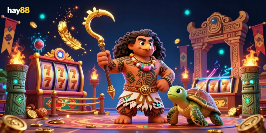 Experience engaging gameplay at hay88 with vibrant slot reels and energetic casino visuals.