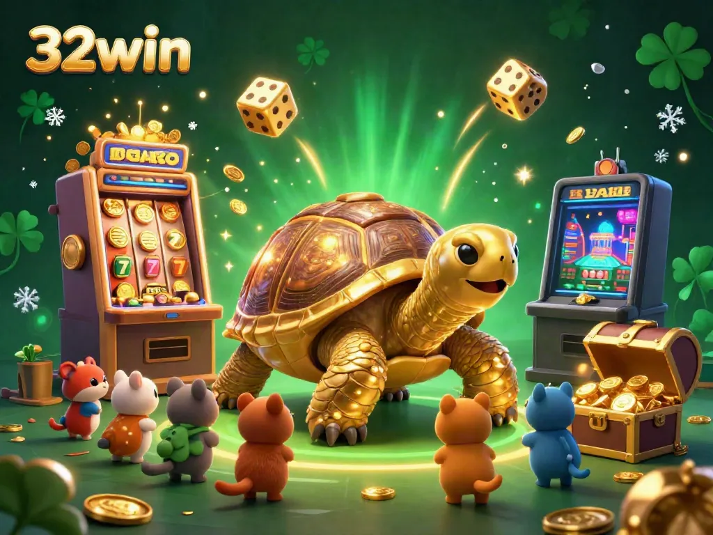 Play exciting games at 32win casino with vibrant slot machines and colorful illustrations.