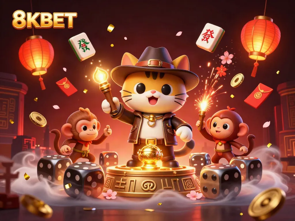 Engage in thrilling adventures at 8KBET, where a cat archaeologist discovers a golden casino artifact.