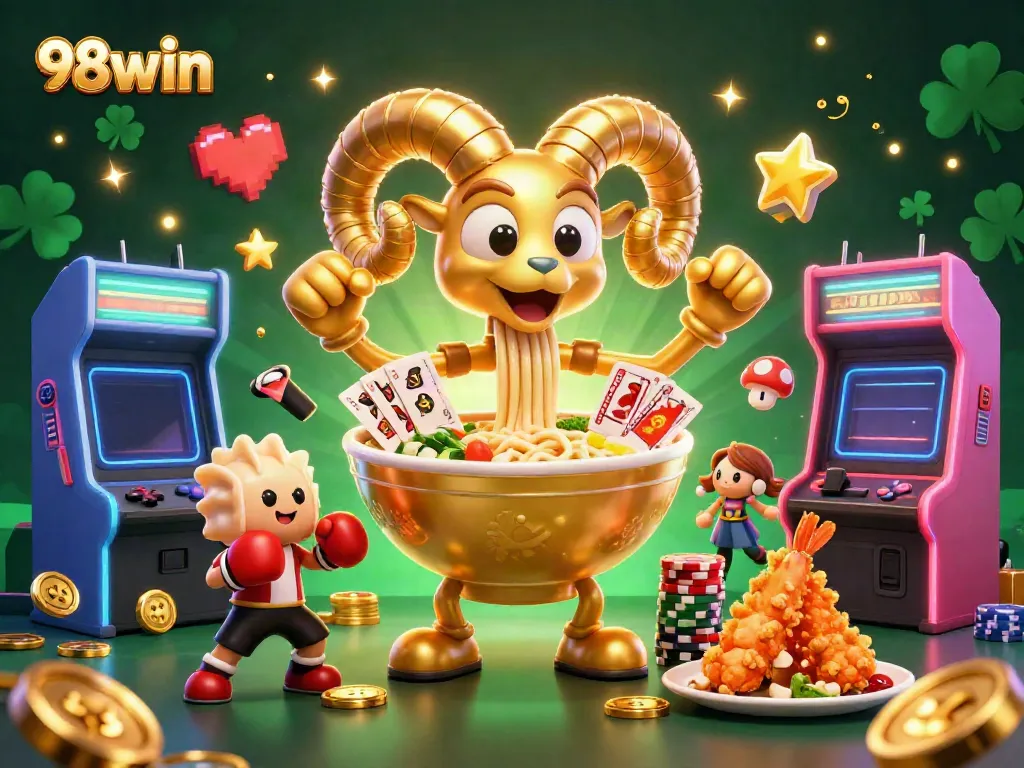 Engage with the exciting 98win gaming experience featuring vibrant characters and dynamic casino elements.