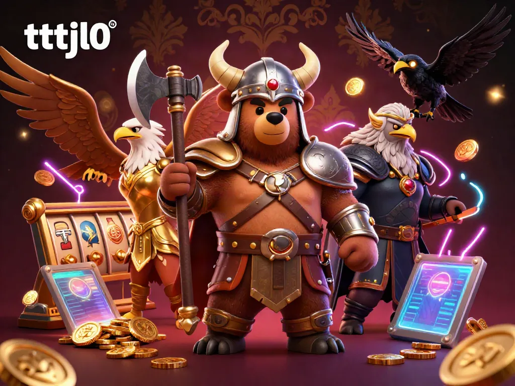 Engage with thrilling gambling action featuring tttjl0's Viking berserker and Valkyrie in a dynamic casino setting.