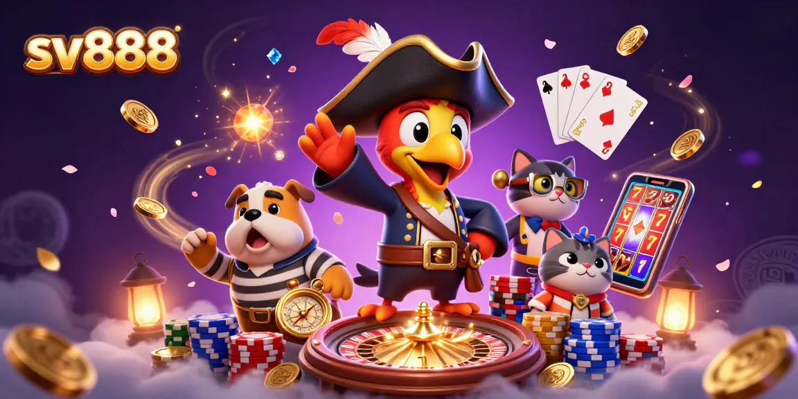 Experience sv888's excitement with a pirate crew, dynamic casino elements, and vibrant visuals.