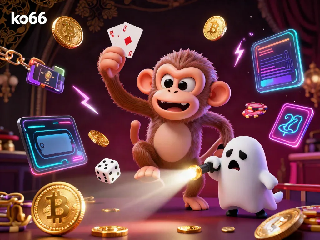 Experience the excitement at ko66 by exploring a haunted casino with a ghost-hunter puppy chasing a playful poltergeist monkey.