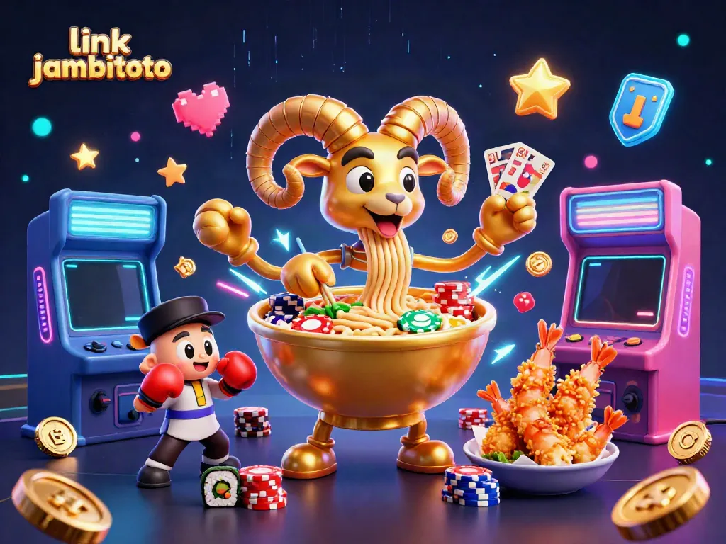 Engage in gaming excitement with link jambitoto through a vibrant 3D illustration featuring casino characters.
