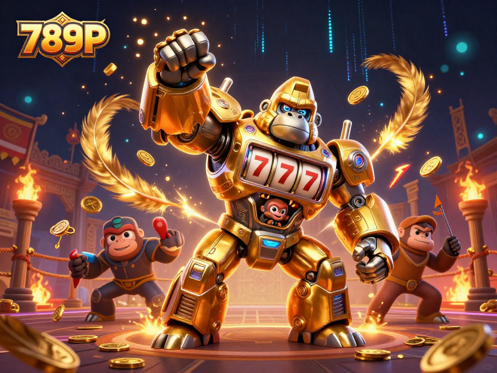 Engage with thrilling 789P gameplay featuring a spectacular golden mech in action!