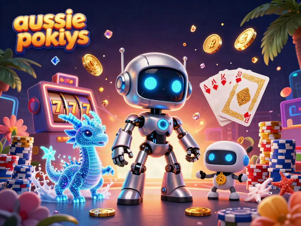 Play aussie pokies with vibrant symbols, shiny coins, and engaging gameplay in a dynamic environment.